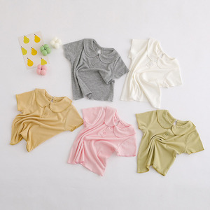 Playera Tipo Polo de Algodón para Niña, Cuello Camisero, Manga Corta, Transpirable, para Verano, para Bebés de 3 Meses a 4 Años - Product Image 1