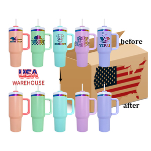 USA Warehouse RTS 40oz Gobelet enduit de poudre arc-en-ciel Macaron plaqué arc-en-ciel pour Logo gravé au laser Impression 3D Conception DIY Tasses - Product Image 3