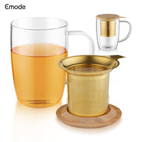 Emode Offre Spéciale 500ml Tasse à thé en verre à paroi unique avec infuseur et couvercle