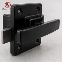 Kit de loquet de porte moderne en acier noir avec poignée carrée, vis de fixation pour porte de remise, portail extérieur et rangement