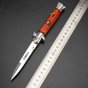 Couteau pliant AKC de défense personnelle en plein air, acier 440, haute dureté, couteau tactique de survie portable, manche en bois - Product Image 2