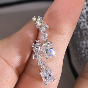 Orecchini pendenti con zirconi geometrici irregolari per donna, eleganti gioielli alla moda, idea regalo - Product Image 2