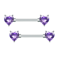 Par 14G en forma de corazón de acero inoxidable pezón uñas Sexy cuerpo accesorios gran circón leche anillo para Piercing de moda joyería