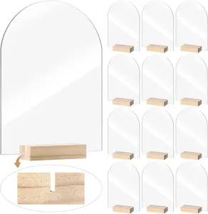 Modern Wedding Decor acrilico fai da te numeri da tavolo a forma di arco segni Base porta supporto in legno