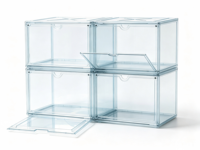 Vitrines rectangulaires en acrylique pour objets de collection, boîtes de rangement empilables en plastique pour chaussures, figurines avec couvercle magnétique