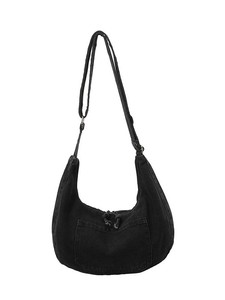 Vintage Indigo Casual Shoulder <b>Bag</b> for Female <b>College</b> Students Jeans Material Button Closure Single Strap Portable Design - Product Image 4