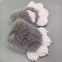 Gants unisexes en peluche patte de chat, mode hiver, griffes de bête cosplay avec ongles amovibles