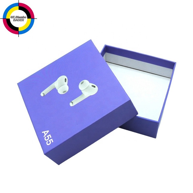 Custom Luxury Specialty Paper Rigid Gift Box with Gold Foil Stamped Logo Lid and Base for Headphones