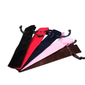 Newest Hot Luxury Thick Drawstring Pen's Velvett Pouch Customized Color and Logo Pen Gift Bag