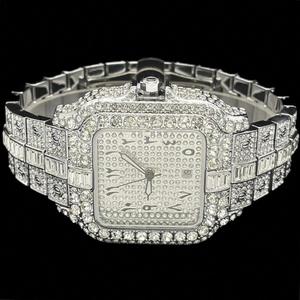 Reloj Cuadrado de Lujo para Hombre de Acero Inoxidable con Esfera de Agujas, Diseño Árabe Personalizado, Movimiento de Cuarzo con Circonitas - Product Image 4