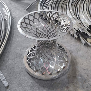 <strong>Glass</strong> Crystal Top Gold Metal Stainless Steel Round Dinner Luxury Wedding Banquet <strong>Table</strong> for 10 Chairs Events - Product Image 6