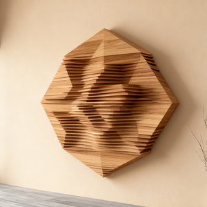 Escultura de Rostro Humano con Textura de Madera en Tonos Cálidos M18, Arte Decorativo Curvo en Capas, Decoración Artística para Pared de Fondo, Sala de Estar - Product Image 2