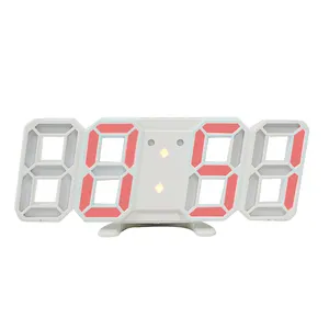 3D 작은 버전 LED 벽 디지털 시계 시간 달력 온도계 디스플레이 전자 현대 세련된 데스크탑 시계