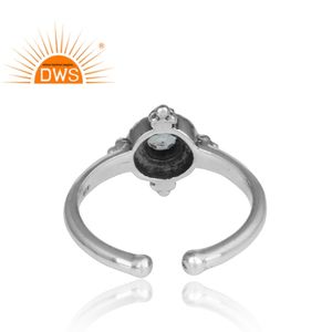 Impresionante anillo de Topacio Azul fabricante de joyas de piedras preciosas hecho a mano plata antigua 925 anillo de Mujer Colección Vintage - Product Image 4