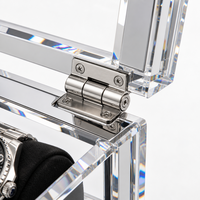 Boîte de présentation de montres en acrylique miroir, vitrine transparente à couvercle rabattable, miroir intérieur, coussin en velours, bijouterie, OEM CALIC