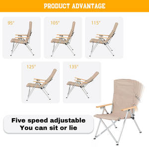 Sillas plegables ajustables para sentarse o acostarse con múltiples ángulos deportivos 123 para acampar al aire libre - Product Image 4
