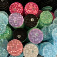 Couvercles en PP de remplacement scintillants et colorés pour gobelets en verre de 12oz, 16oz, 20oz, avec strass et diamants, vente en gros