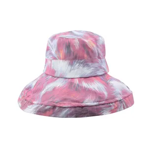 Custom Bucket Wearing Cap Visor Rainbow Color Bucket Hat Cotton Flat Sun Hat Reversible Sun Tie Dye Fisherman Hat