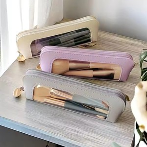 Portable <b>Makeup</b> <b>Brush</b> Storage Bag PU Leather Transparent Zipper Medium Capacity Home Storage Dustproof Cosmetic <b>Case</b> - Product Image 2