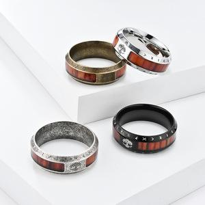 Nordic Viking script <b>titanium</b> steel wood grain World Tree <b>ring</b> for men, a niche cultural symbol, Tree of Life index finger <b>ring</b> - Product Image 2