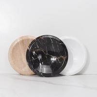 Bol de rangement en marbre naturel de luxe, bol rond en pierre multi-usages pour bijoux, bonbons, fruits