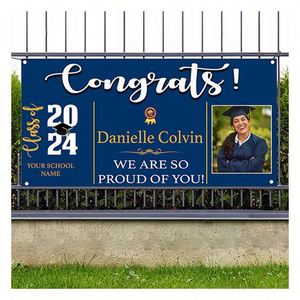 Pancarta de Graduación Personalizada de Vinilo, Letreros de Felicitación Personalizados para la Clase 2025, Decoración para Fiestas y Eventos - Product Image 1
