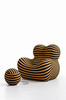 Fauteuil lounge moderne et créatif en tissu rayé avec pouf boule, canapé paresseux compressé sous vide pour salon