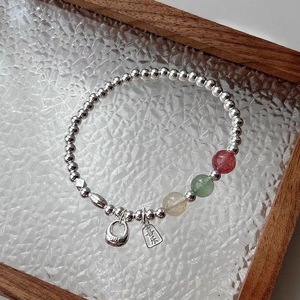 Bracelet en argent pur 999 avec breloque citrine pour femme, bijou cadeau - Product Image 4