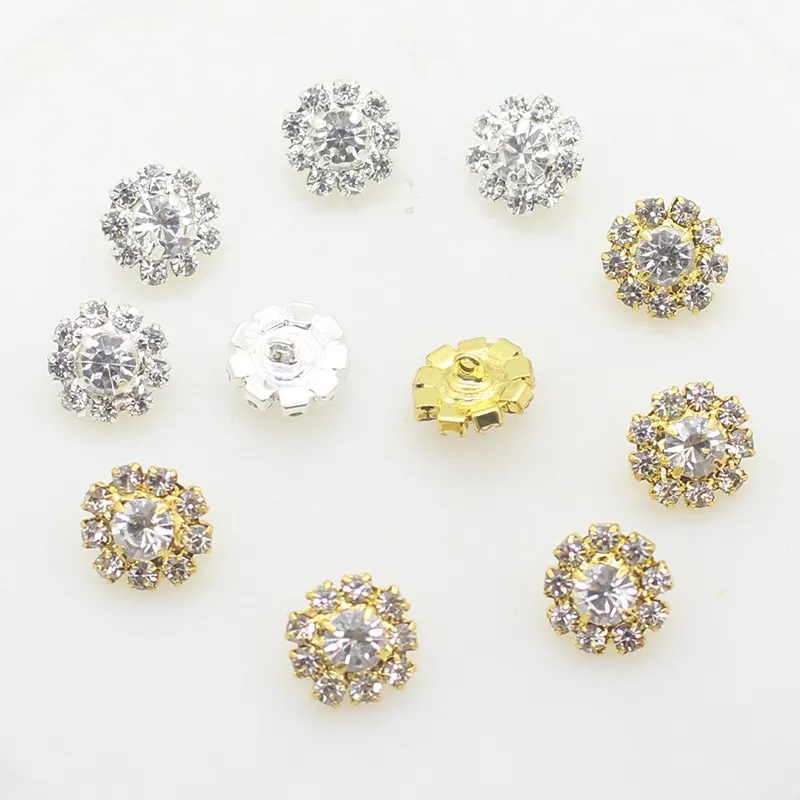 15 mm Metal Rhinestone Shanks Shining Button Women Men Kids Clothing Accessories Buttons