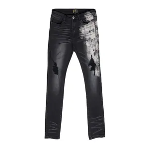 Neue Mode Jeans Hosen Großhandel benutzer definierte Logo Slim Fit Distressed Jeans Männer Skinny Denim Jeans Männer Denim