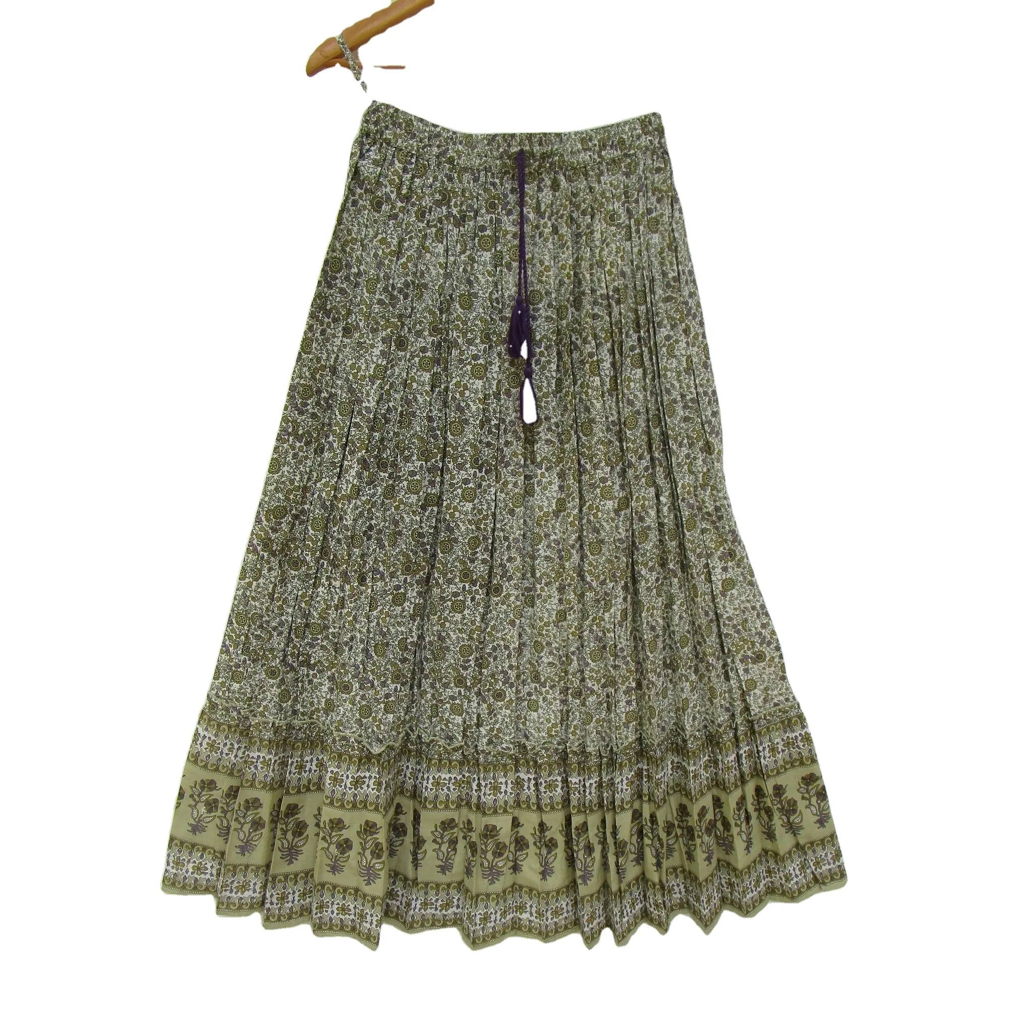 bohemian style cotton floral printed long maxi skirts - summer beach wear long skirts - maxi skirts