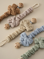 Nouvelle chaîne de sucette en coton pour bébé avec un joli nœud, sucette pour bébé, clip de sucette, hochet en crochet