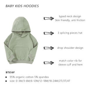 Großhandel Langarm Kängurutasche Unisex Baby Hoodies Pullover Bio-Baumwolle Einfarbig Baby Hoodie Bekleidung - Product Image 3