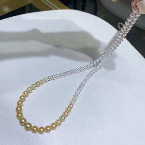 Collier de perles baroques d'eau douce naturelles de 7-8 mm avec chaîne de clavicule polyvalente de luxe, forme lumineuse intense pour un ajustement confortable - Product Image 3