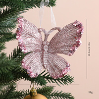 Ornements de Noël de luxe en or rose avec paillettes, décorations suspendues pour l'arbre, rennes, flocons de neige, étoiles, papillons, ballerines