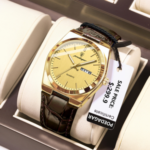 Poedagar vendita calda Casual in pelle orologio di lusso impermeabile luminoso orologio al quarzo per gli uomini - Product Image 1