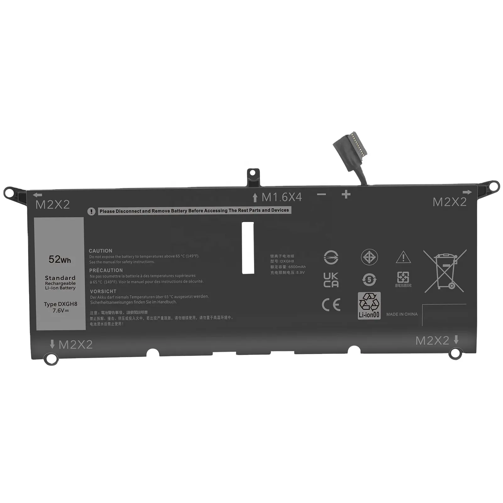 Batteries rechargeables DXGH8 remplacer pour Dell XPS 13 9370 9380 Inspiron 5390 5391 7490 52Wh 7.6V batteries au lithium-ion