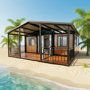 Casa Contenedor Prefabricada Plegable, Ecológica, Sostenible, Resistente a la Humedad, Completamente Amueblada, para Casa de Vacaciones, con Techo Triangular y Terraza - Product Image 1