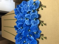 A-1241 Vente en Gros Orchidée Artificielle Latex Haute Qualité Prix Bas "Real Touch" Bleue à 9 Têtes, Fleur Unique à Vendre