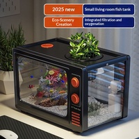 Petit aquarium de bureau pour poissons rouges, salon, nouveau modèle 2025, filtration intégrée, oxygénation, aquarium écologique