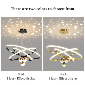 Lampadario a Sospensione LED Creativo Rotondo per Villa e Ristorante, Illuminazione Post-moderna di Lusso per Soggiorno con Effetto Cielo Stellato - Product Image 3