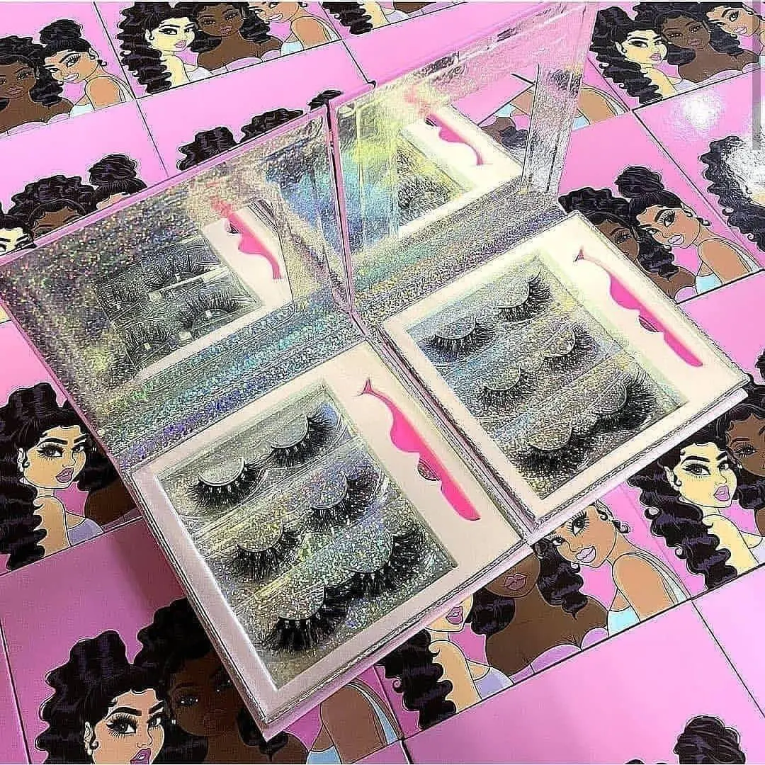3/5 Pairs Lashes Private Label 3D Mink Lashbook Colorful Custom Lashcases Eyelash Packaging Box 25MM Eyelash Books