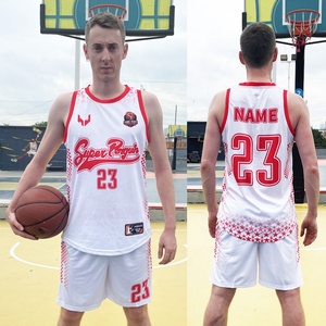 Uniforme de <span class=keywords><strong>basket</strong></span>-ball personnalisé pour hommes, blanc et rouge, maillot brodé professionnel, t-shirt de <span class=keywords><strong>basket</strong></span>-ball respirant pour adulte 1377 - Product Image 1