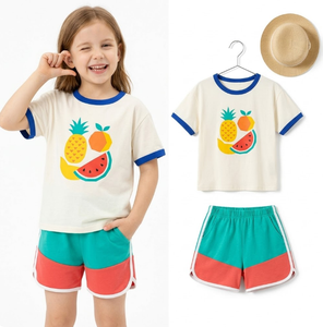 Lote de Ropa de Verano para Niños, Patrones Variados, Conjunto Casual de 2 Piezas para Niños y Niñas, Camiseta de Cuello Redondo y Manga Corta con Pantalones Cortos - Product Image 1