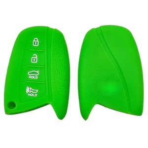 Housse de clé télécommande en silicone à 4 boutons, étui de protection pour clé <span class=keywords><strong>Hyundai</strong></span> Santa Fe DM Grandeur HG Sedan Genesis G80, ensemble porte-clés - Product Image 3