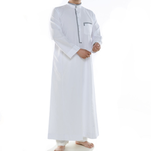 Abiti arabi <span class=keywords><strong>musulmani</strong></span> all'ingrosso abiti da uomo in puro colore liturgico <span class=keywords><strong>vestiti</strong></span> in Cashmere lavato abiti Qatari - Product Image 6