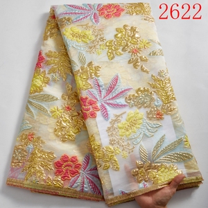 Tessuto di pizzo africano di alta qualità Online broccato Jacquard e tessuto di pizzo abiti <span class=keywords><strong>donna</strong></span> lusso Tulle francese pizzo nigeriano 2622 - Product Image 3