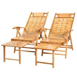 Salotto di bambù fresco pieghevole all'aperto con cuscino e cuscino per l'estate regolabile vecchio uomo sedia a letto - Product Image 4