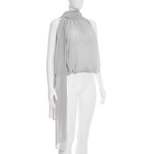 Viviblook D26TP029 - Top sin Mangas para Mujer, Sexy, Verano, Color Sólido, Chifón Transparente, con Lazo - Product Image 4