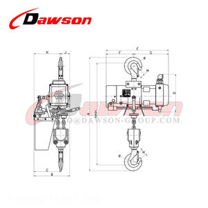 DAWSON-Polipasto neumático fijo de 0.125 toneladas, polipastos de cadena neumáticos, de 0,98 toneladas, toneladas - Product Image 4